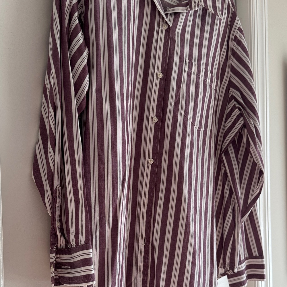 Old Navy Striped purple and White Shirt - Picture 4 of 5